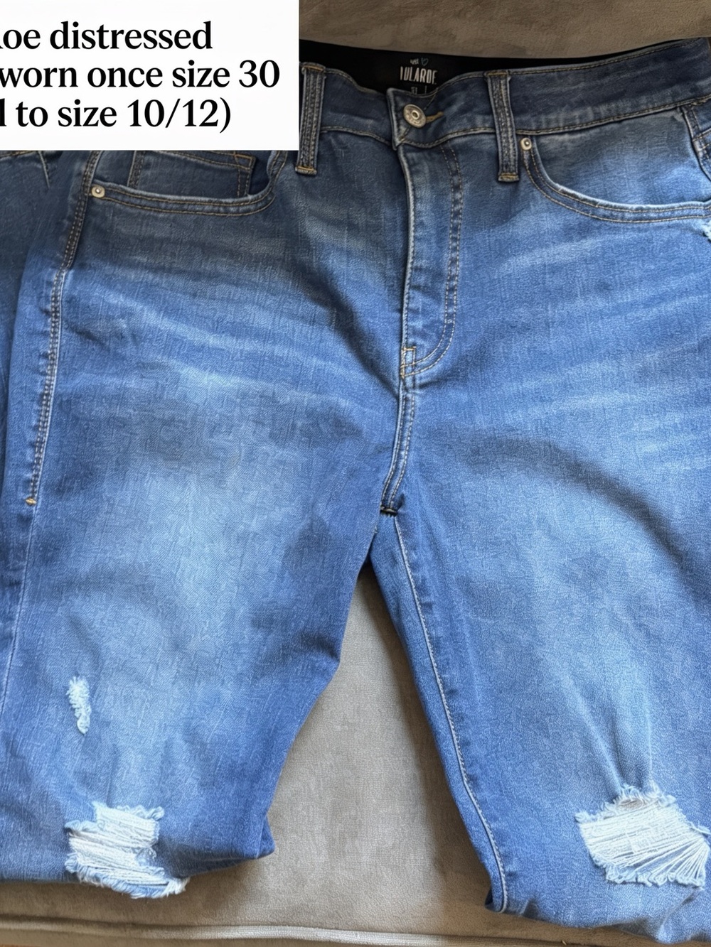 LuLaRoe Women's Straight Leg Distressed Blue Jeans